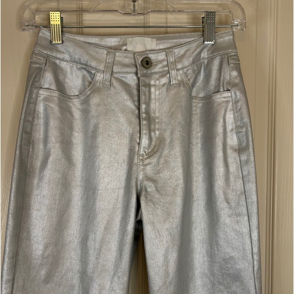 EVERY Silver Metallic High Rise Wide Leg Pants Women's Size 0 - Picture 1 of 13